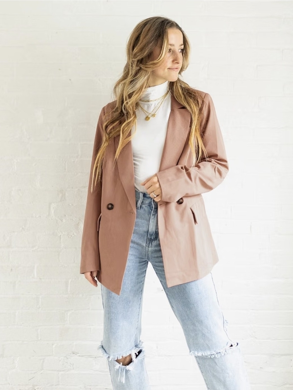 Women’s Rose Taupe Tailored Blazer Jacket